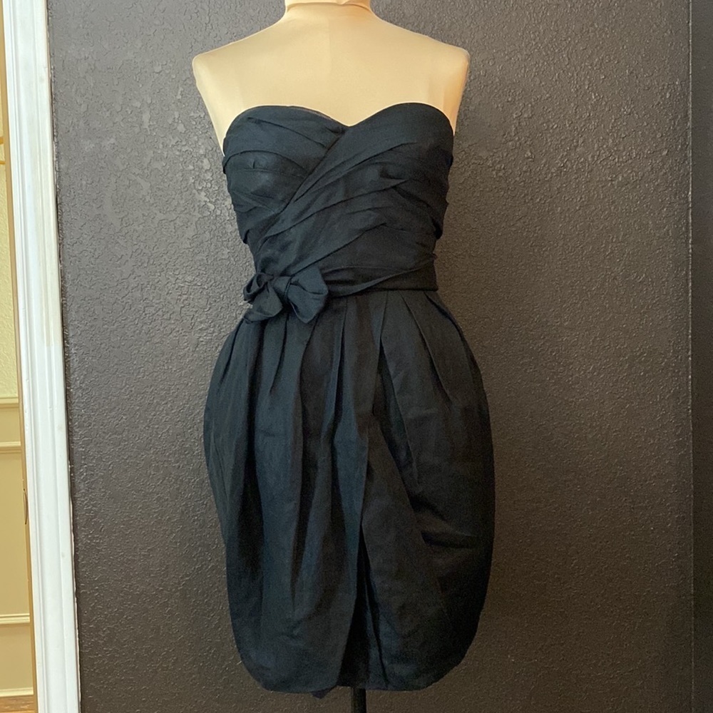 Marc Jacobs Black Strapless Pleated Tulip Cocktail Dress